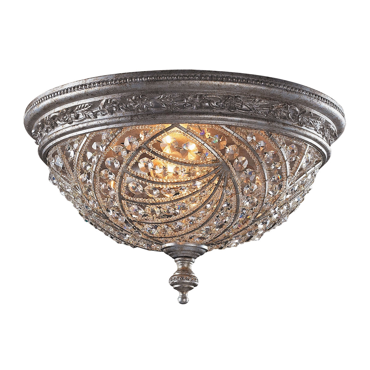 Renaissance 4-Light Flush Mount in Sunset Silver with Crystal ELK Lighting | Ceiling Lamps | Modishstore