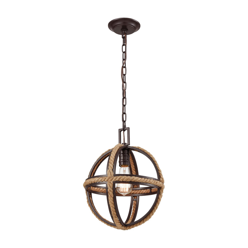 Natural Rope 1-Light Mini Pendant in Oil Rubbed Bronze ELK Lighting | Pendant Lamps | Modishstore