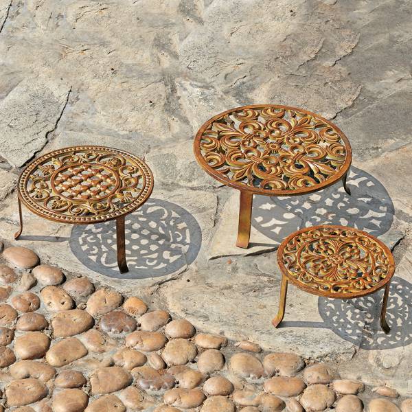 Antiqued Rust Plant Stands S/3 By SPI Home | Stands | Modishstore-2
