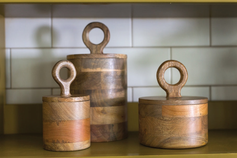 Mango Wood Canister Set Of 4 By Accent Decor | Jars & Canisters | Modishstore - 1