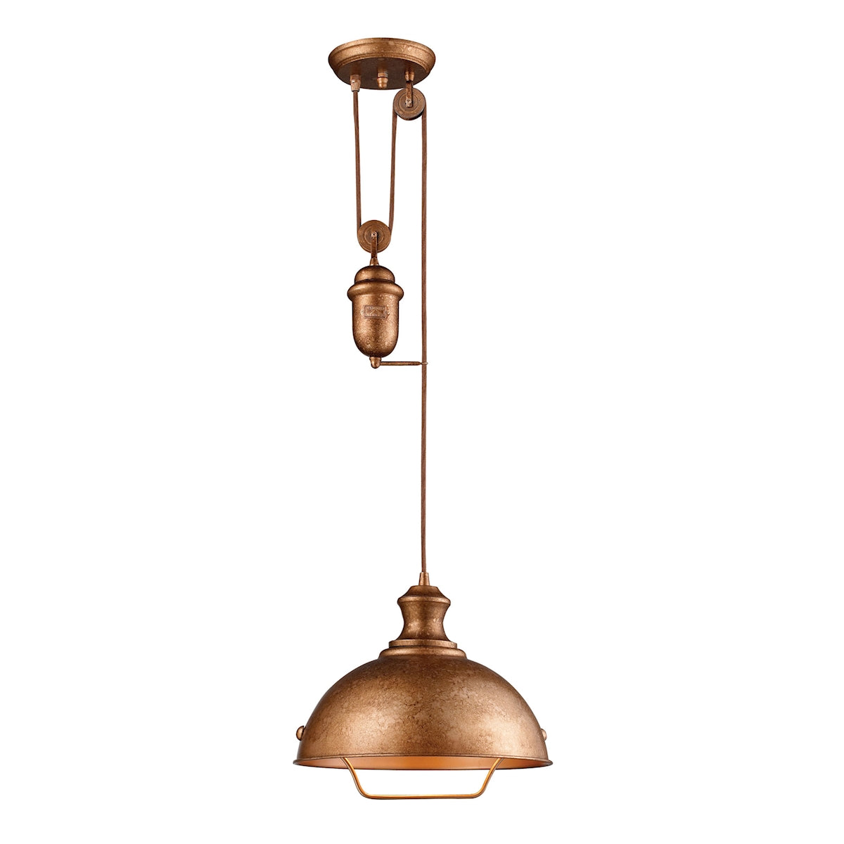 Farmhouse 1-Light Adjustable Pendant in Bellwether Copper with Matching Shade ELK Lighting | Pendant Lamps | Modishstore