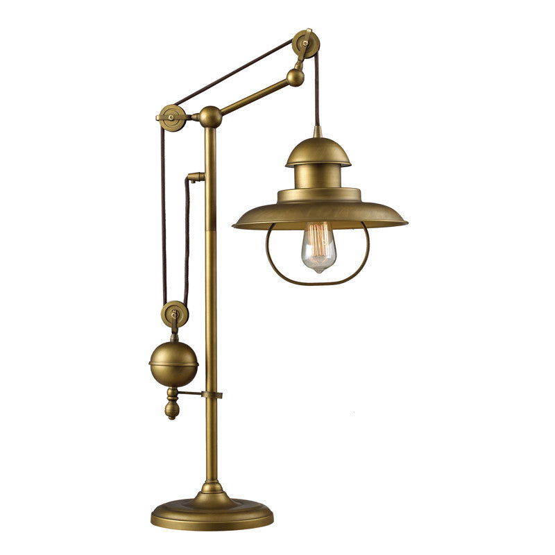 ELK Lighting Farmhouse 1 Light Adjustable Table Lamp In Antique Brass - 65100-1 | Modishstore | Table Lamps