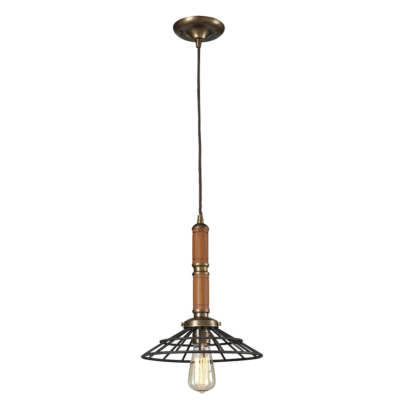 1 light wood pendant in Vintage Brass/Vintage Rust ELK Lighting | Pendant Lamps | Modishstore