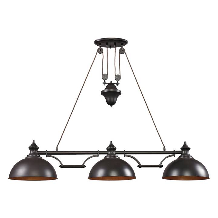 Farmhouse 3-Light Island Light in Oiled Bronze with Matching Shade ELK Lighting | Ceiling Lamps | Modishstore
