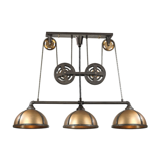 Torque 3-Light Island Light in Vintage Brass and Rust with Metal Shade ELK Lighting | Ceiling Lamps | Modishstore