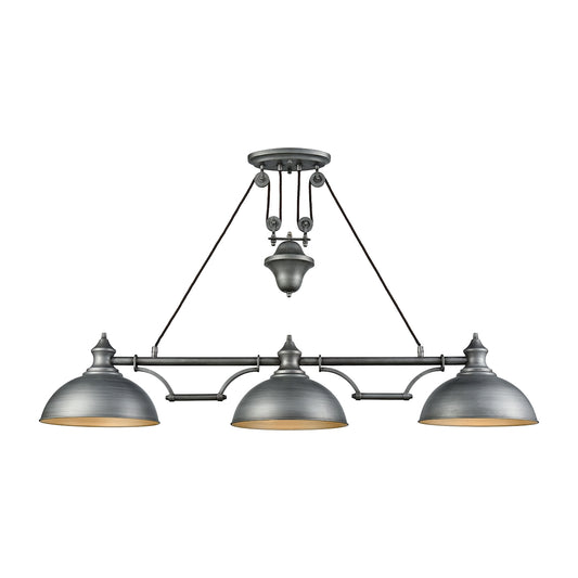Farmhouse 3-Light Adjustable Island Light in Weathered Zinc with Matching Shade ELK Lighting | Ceiling Lamps | Modishstore