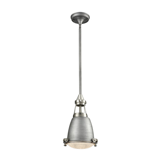 Sylvester 1-Light Mini Pendant in Satin Nickel and Weathered Zinc with Metal Shade ELK Lighting | Pendant Lamps | Modishstore