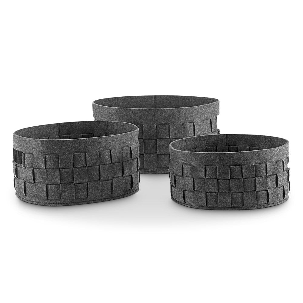 Crosshatch Round Gray Decor St By SPI Home | Bins, Baskets & Buckets | Modishstore