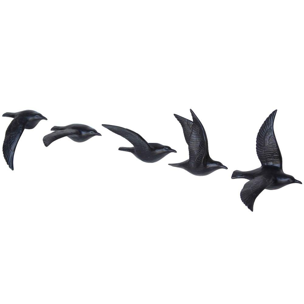 HomArt Flying Gulls - Bone China - Set of 5 - Assorted - Matte Black-2