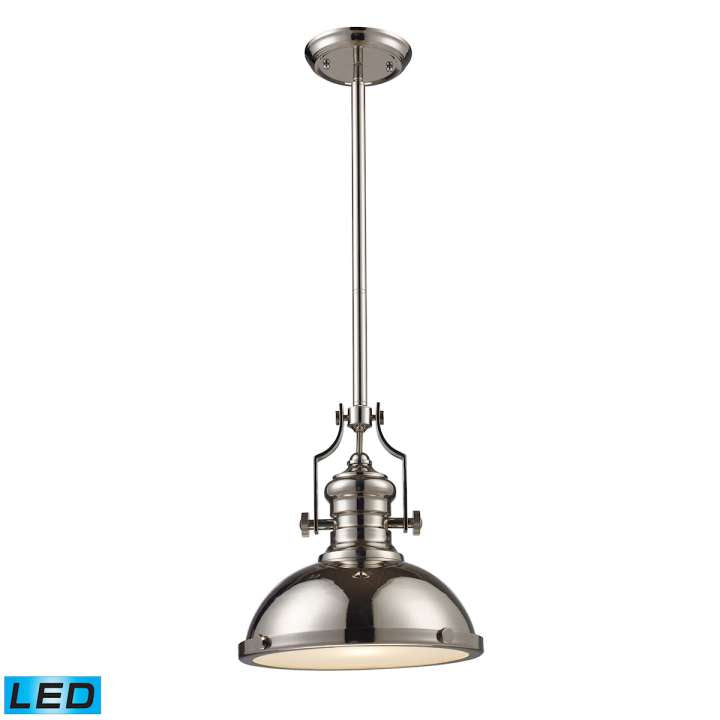Chadwick 1-Light Pendant in Polished Nickel with Matching Shade - Includes LED Bulb | Pendant Lamps | Modishstore