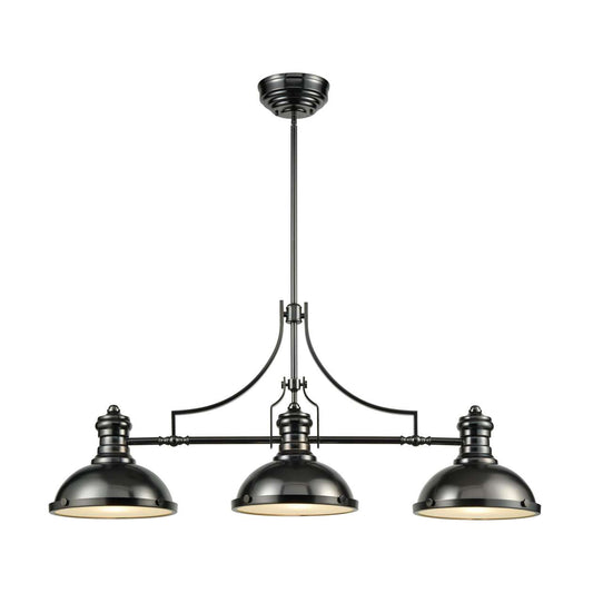Chadwick 3-Light Island Light in Black Nickel with Metal Shade and Frosted Glass Diffuser ELK Lighting | Ceiling Lamps | Modishstore