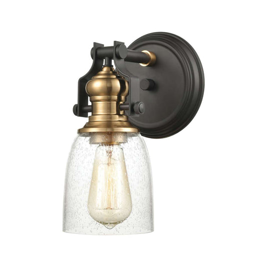 Chadwick 1-Light Vanity Light in Oil Rubbed Bronze and Satin Brass with Seedy Glass ELK Lighting | Vanity Light | Modishstore
