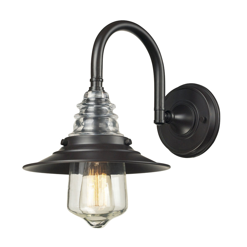 Insulator Glass 1-Light Wall Lamp in Oiled Bronze ELK Lighting 66812-1 | Wall Lamps | Modishstore