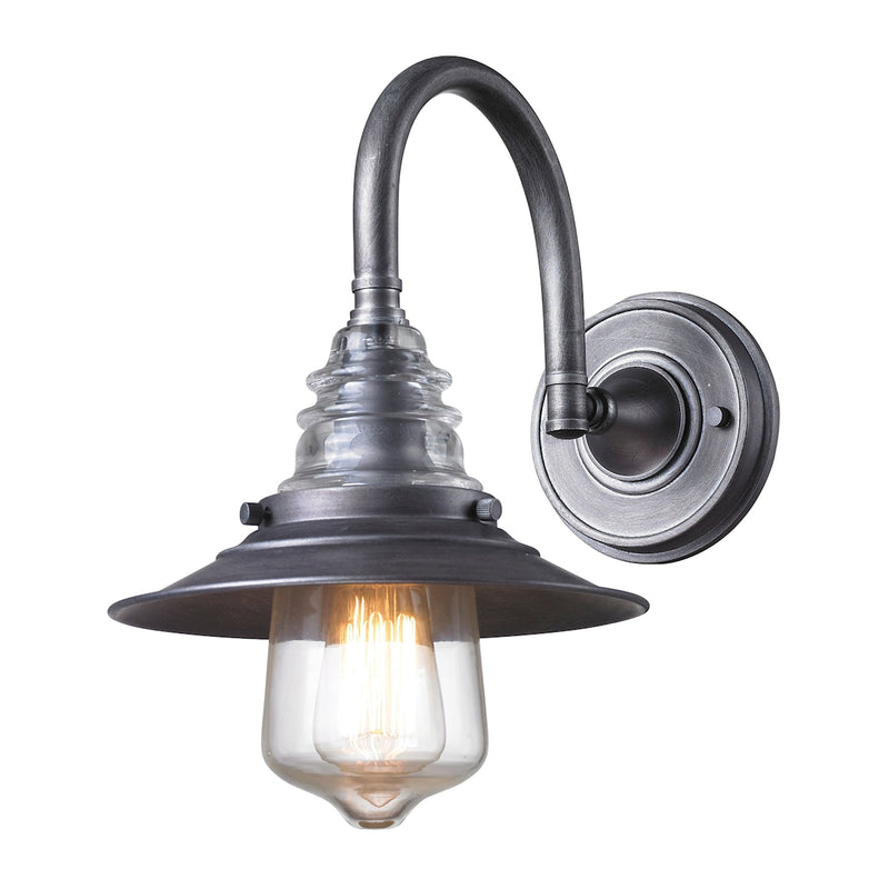 Insulator Glass 1-Light Wall Lamp in Weathered Zinc ELK Lighting 66822-1 | Wall Lamps | Modishstore