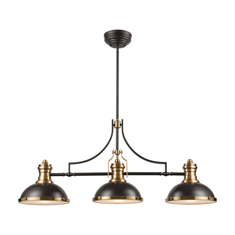 Chadwick 3-Light Island Light in Oil Rubbed Bronze with Metal and Frosted Glass ELK Lighting | Ceiling Lamps | Modishstore