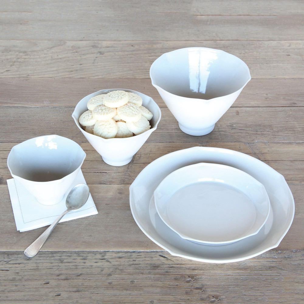 HomArt Cinq Ceramic Plate - Small - White - Set of 8-2