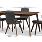 Baxton Studio Sugar Mid-Century Modern Dark Grey Fabric Upholstered Walnut Wood Finished 5-Piece Dining Set | Dining Sets | Modishstore - 4