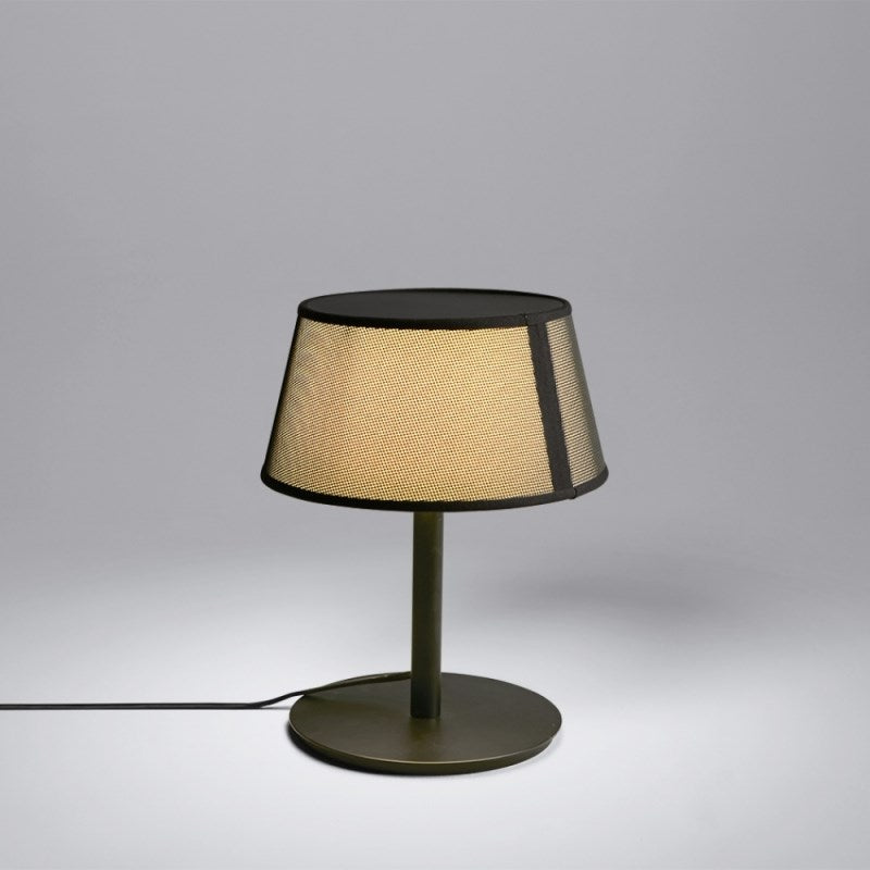 Oggrtti Lilly Side Table Lamp - Black + Black Net Fabric | Table Lamps | Modishstore