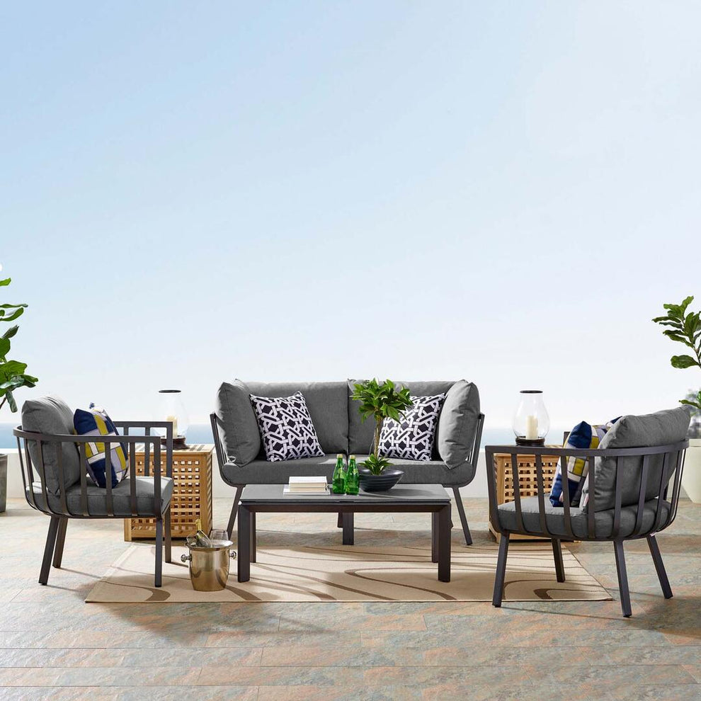 Modway Riverside 5 Piece Outdoor Patio Aluminum Set - EEI-3786 | Outdoor Sofas, Loveseats & Sectionals | Modishstore - 10