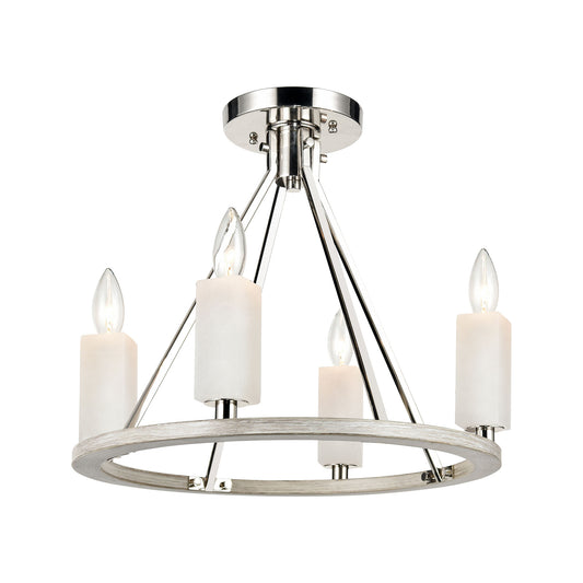 White Stone 4-Light semi flush mount in Polished Nickel / Sunbleached Oak ELK Lighting | Ceiling Lamps | Modishstore