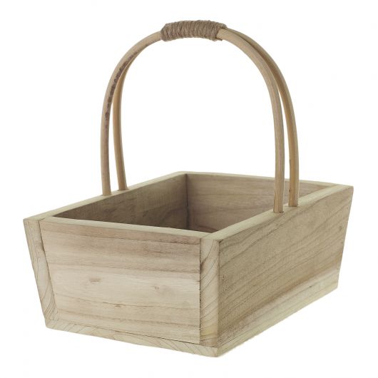 Mesa Wood Basket with Handle Set Of 2 By Accent Decor- Rectangular/Round | Bins, Baskets & Buckets | Modishstore - 5