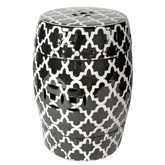 A&B Home Patterned Stool - Black/White | Outdoor Stools & Benches | Modishstore