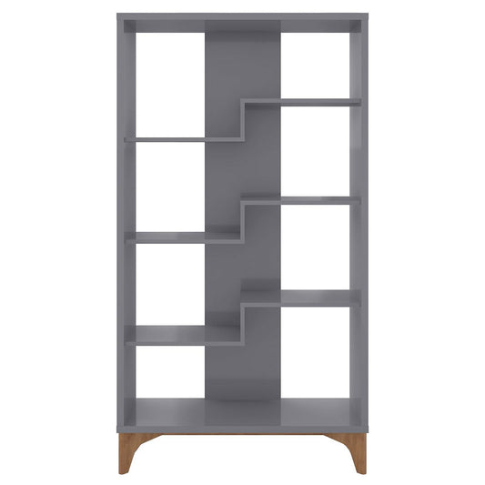 Manhattan Comfort Gowanus Geometric Modern Bookcase with 4 Shelves in Grey | Bookcases | Modishstore