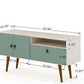 Manhattan Comfort Tribeca 53.94 Mid-Century Modern TV Stand and Panel with Media and Display Shelves in Off White and Green Mint | TV Stands | Modishstore - 3