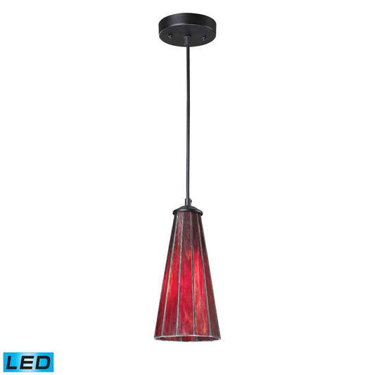 Lumino 1-Light Mini Pendant in Matte Black with Inferno Red Shade - Includes LED Bulb | Pendant Lamps | Modishstore