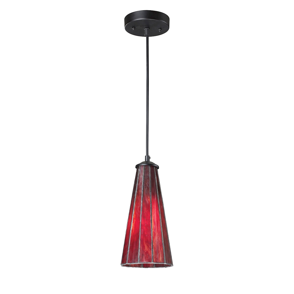 Lumino 1-Light Mini Pendant in Matte Black with Inferno Red Shade ELK Lighting | Pendant Lamps | Modishstore