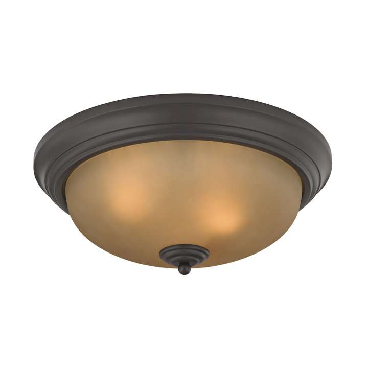 Huntington 3-Light Flush Mount in Oil Rubbed Bronze with Light Amber Glass | Ceiling Lamps | Modishstore