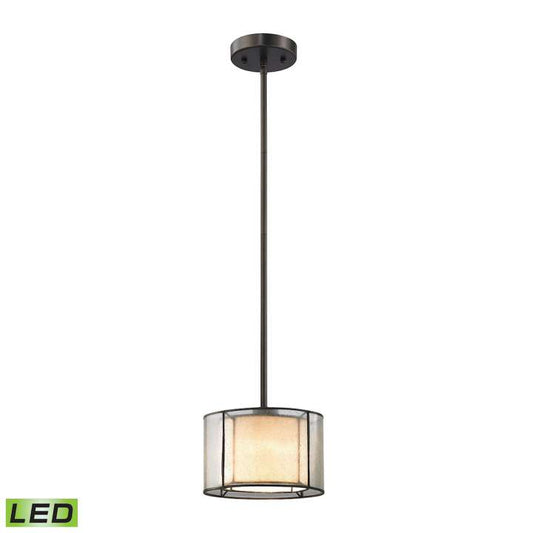 Mirage 1-Light Mini Pendant in Tiffany Bronze with Seedy and Amber Art Glass - Includes LED Bulb | Pendant Lamps | Modishstore