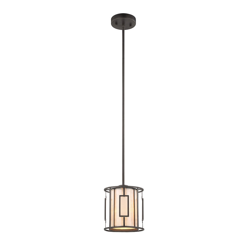 Minden 1-Light Mini Pendant in Tiffany Bronze with Seedy Glass and Mica Shade ELK Lighting | Pendant Lamps | Modishstore
