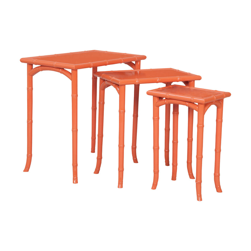 Guild Master Loft Bamboo Nesting Tables In Loft Tangerine - Set of 3 | Modishstore | Nesting Tables
