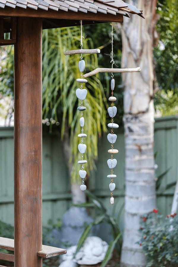 Garden Age Supply Stone Heart Garlands Galvanized Wire - Set Of 4 | Holiday | Modishstore