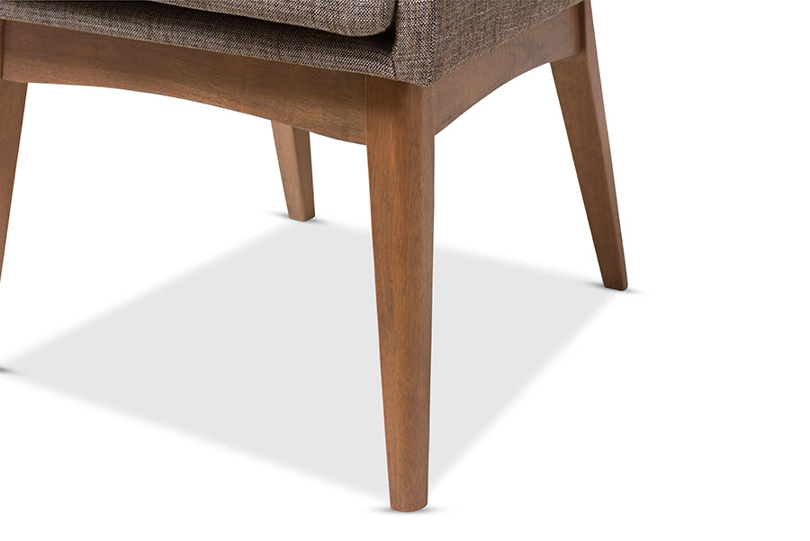 Baxton Studio Nexus Mid-Century Modern Gravel Fabric Upholstered and Walnut Brown Finished Wood 5-Piece Dining Set | Dining Sets | Modishstore - 7