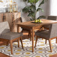 Baxton Studio Nexus Mid-Century Modern Gravel Fabric Upholstered and Walnut Brown Finished Wood 5-Piece Dining Set | Dining Sets | Modishstore
