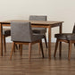 Baxton Studio Nexus Mid-Century Modern Gravel Fabric Upholstered and Walnut Brown Finished Wood 5-Piece Dining Set | Dining Sets | Modishstore - 3