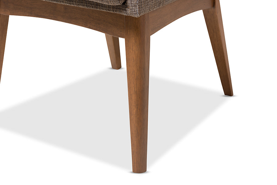 Baxton Studio Dorina Mid-Century Modern Gravel Fabric Upholstered and Walnut Brown Finished Wood 5-Piece Dining Set | Dining Sets | Modishstore - 7