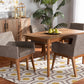 Baxton Studio Dorina Mid-Century Modern Gravel Fabric Upholstered and Walnut Brown Finished Wood 5-Piece Dining Set | Dining Sets | Modishstore