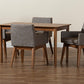 Baxton Studio Dorina Mid-Century Modern Gravel Fabric Upholstered and Walnut Brown Finished Wood 5-Piece Dining Set | Dining Sets | Modishstore - 3