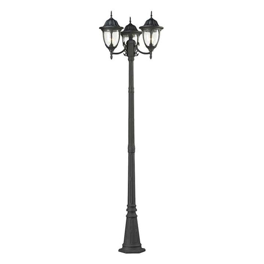 Central Square 3-Light Post Mount Lantern in Charcoal | Outdoor Lights | Modishstore