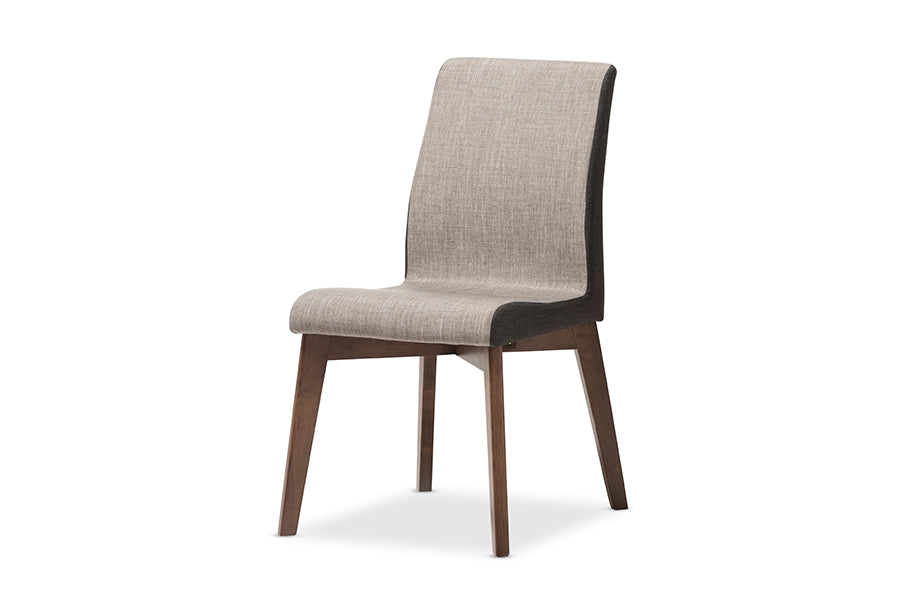 Baxton Studio Kimberly Mid-Century Modern Beige and Brown Fabric 5-Piece Dining Set | Dining Sets | Modishstore - 5