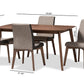 Baxton Studio Kimberly Mid-Century Modern Beige and Brown Fabric 5-Piece Dining Set | Dining Sets | Modishstore - 4