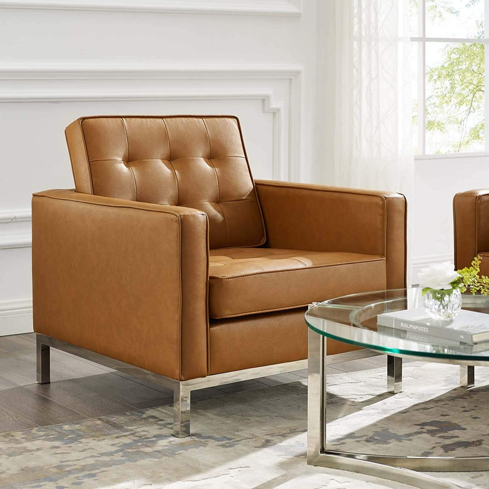Modway Loft Tufted Upholstered Faux Leather Armchair - EEI-3391 | Armchairs | Modishstore - 16