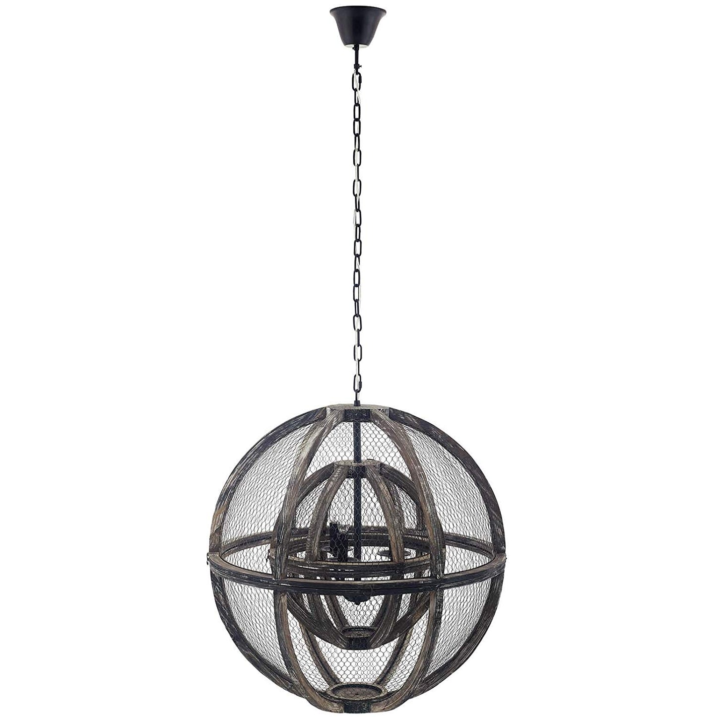 Gravitate Globe Rustic Oak Wood Pendant Light Chandelier By Modway - EEI-3271 | Chandeliers | Modishstore - 2