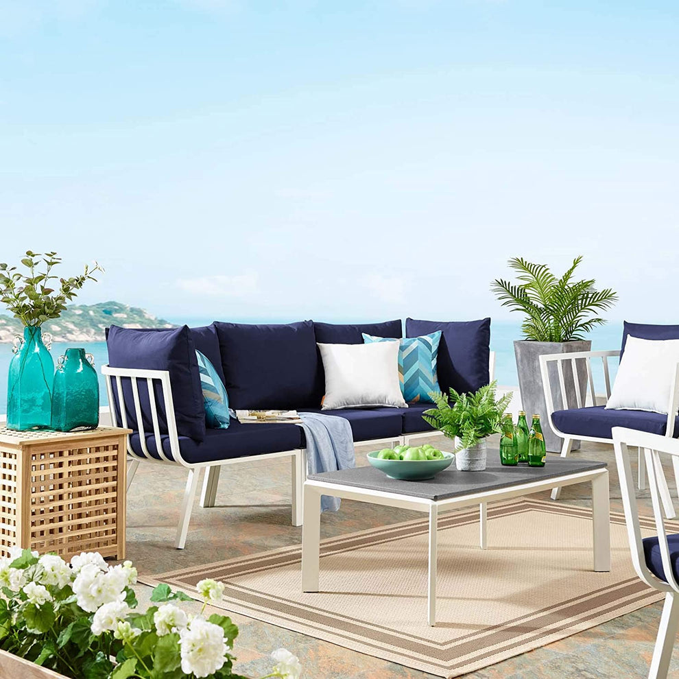 Modway Riverside 3 Piece Outdoor Patio Aluminum Sectional Sofa Set - EEI-3782 | Outdoor Sofas, Loveseats & Sectionals | Modishstore - 1