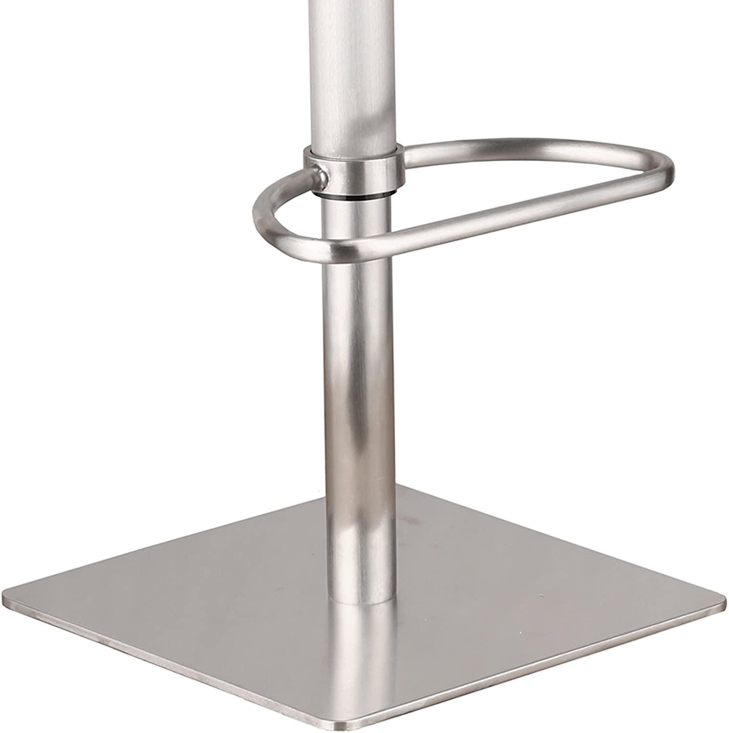 Delmar Adjustable Brushed Stainless Steel Barstool in Gray Faux Leather By Armen Living | Bar Stools | Modishstore - 4