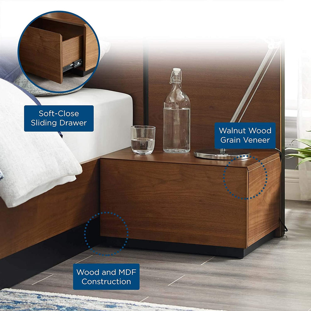 Modway Caima Nightstand in Walnut - MOD-6188 | Nightstands | Modishstore - 3