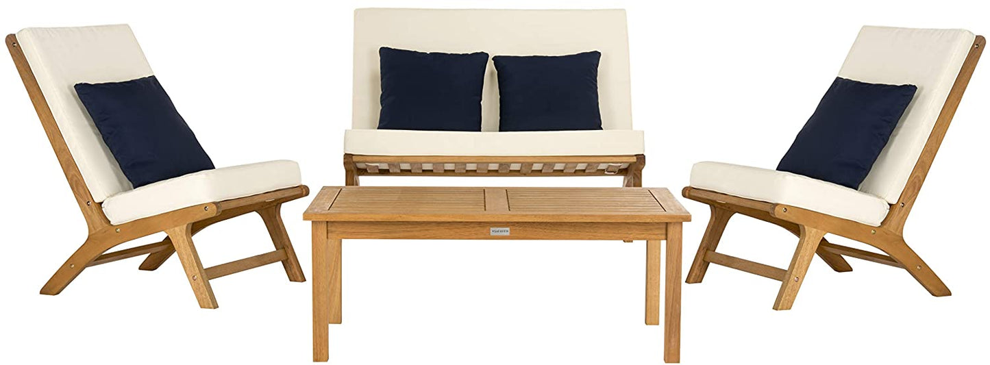 Safavieh Chaston 4 Pc Outdoor Living Set With Accent Pillows | Outdoor Sofas, Loveseats & Sectionals |  Modishstore 